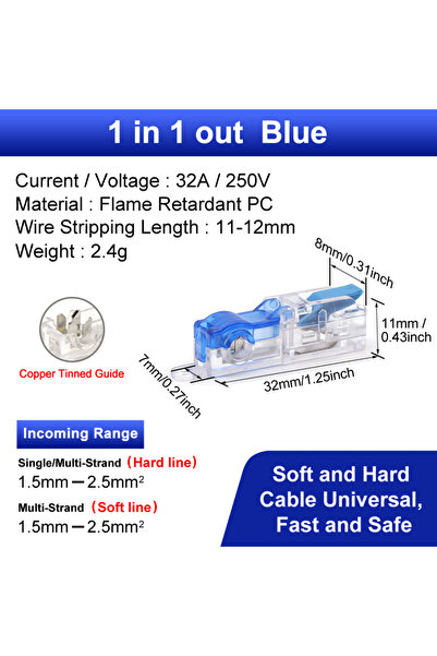 Choice4 10pcs blue T Type Splitter Terminal Block, 10PCS Wire Quick Connector...