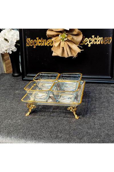 SEÇKİNEV Şölen 5 Piece Tabletop Snack Bowl & Breakfast Set (Gold & Silver)