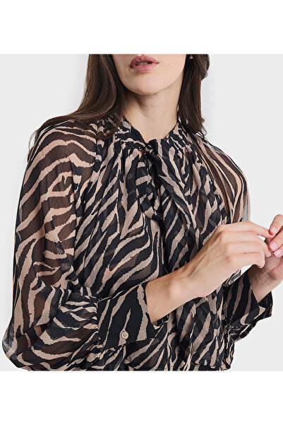 BCBG BLACK MULTICOLOR-WOMEN-WOVEN BLOUSE