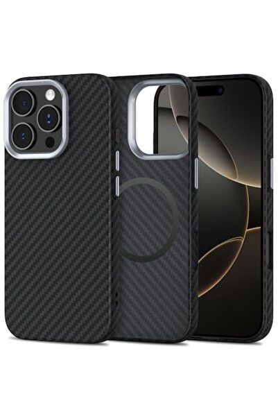 Techsuit Husa pentru iPhone 16 Pro Max, CarbonHalo MagSafe, U44, Fibra de car...