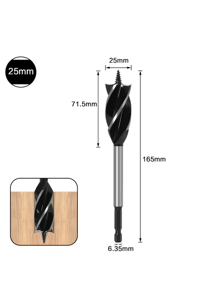 Choice7 مجموعة رؤوس مثقاب حلزونية 25 مم، 10 مم - 35 مم، أداة قطع سريعة للخشب،...