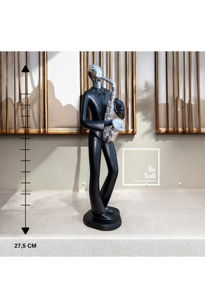 77 Mulberry Saksafon Çalan Adam Heykeli Dekoratif Müzisyen Figürü Modern Ev O...
