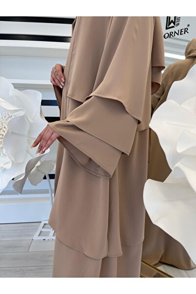 White Corner 3009 ABAYA VE EŞARP TAKIM