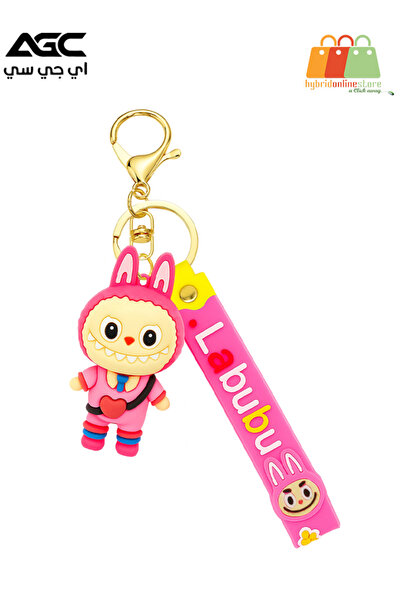AGC Labubu Keychain with Golden Buckle Key Ring – Durable Cute Bunny Doll Pen...