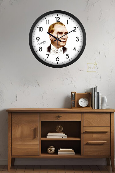 Genel Markalar Atatürk Temalı 31cm Duvar Saati - Sessiz ve şık tasarım, evinizin vazgeçilmezi