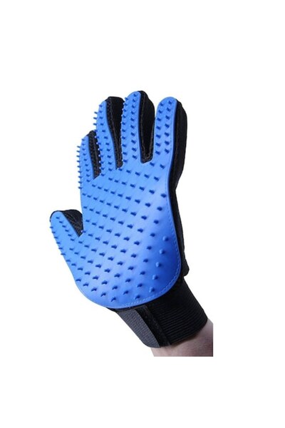 Bibilel Mănușă pentru îngrijirea animalelor, masaj și îngrijire, mâna stângă, negru-albastru