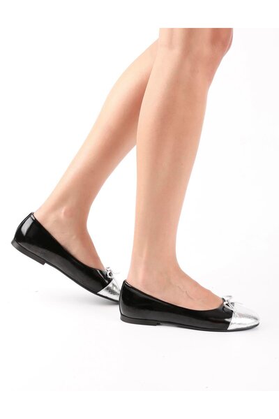 İLVİ Eloisa Genuine Patent Leather Black Women's Ballerinas