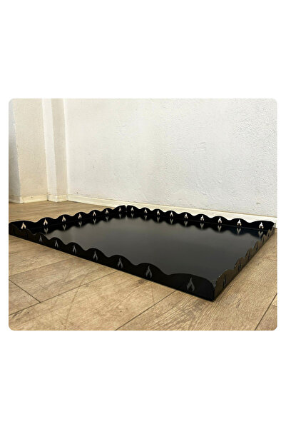 Trabzon Isı Market Metal Şömine Soba Altlığı | Siyah Ateş Desenli (80x100cm)