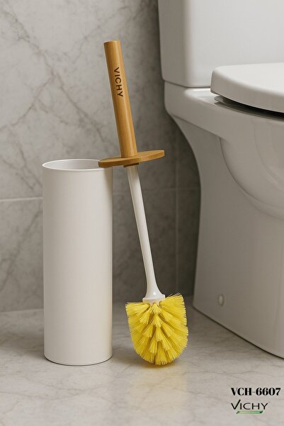 Vichy БІЛА циліндрична щітка для унітазу з бамбуковою ручкою VCH-6607