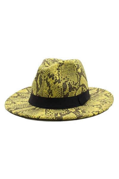 Pursehuit Hat, yellow, snakeskin print, Rosina