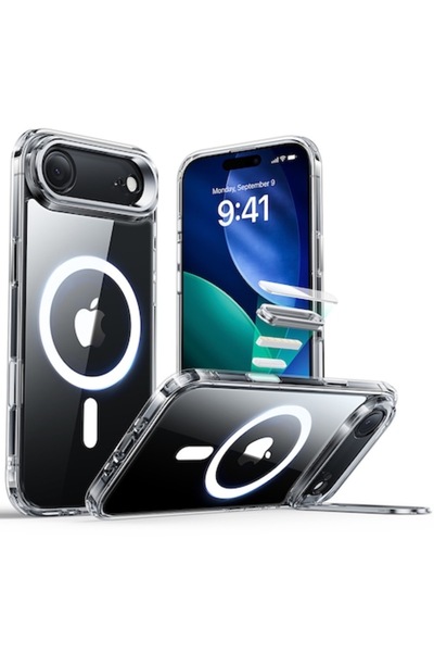Stef's Cat Case for iPhone 17 Air, Classic Hybrid HaloLock Kickstand, N20, Polyurethane, Clear