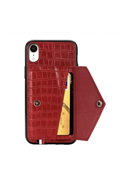 Bibilel Husa Piele, cu Buzunar Card, pentru iPhone XS, capac de protectie, carcasa, bumper, Rosu