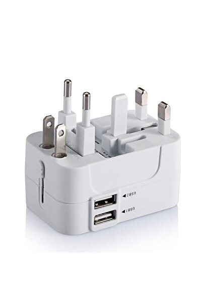 Stef's Cat Adaptor pentru Priza 2 x USB, EU, UK, AUS, US, D52, Silicon, White