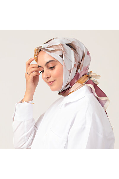 ipekistanbul وشاح من القطن والحرير - نمط لوتس - أحمر كلاريت