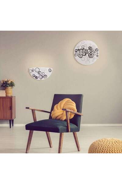 Klausen Plafoniera Klausen, structura din metal, abajur din sticla, forma rotunda, o dulie E27, alb si negru