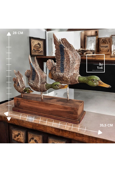 77 Nugent Dekoratif Uçan Ördekler Heykeli 3’lü Set Kaideli Kuş Figürü Ev Ofis...