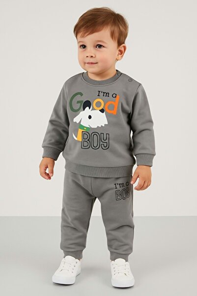 ww waka waka kids store Boy's 2-3 Years Old Tracksuit Set – “I'M a Good Boy” Printed Sweatshirt & Bottoms