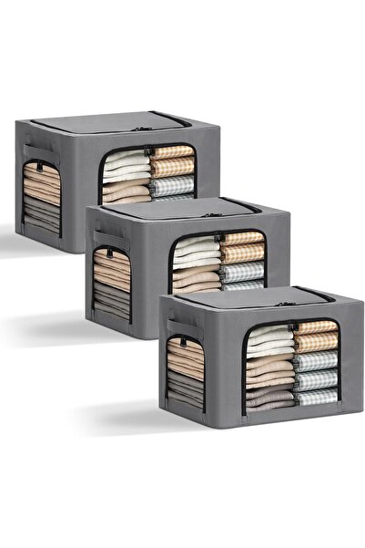 Flippy Storage Box, Flippy, with 3 Windows with Bidirectional Zipper, Steel Frame, Waterproof, 38L, 42 x 30