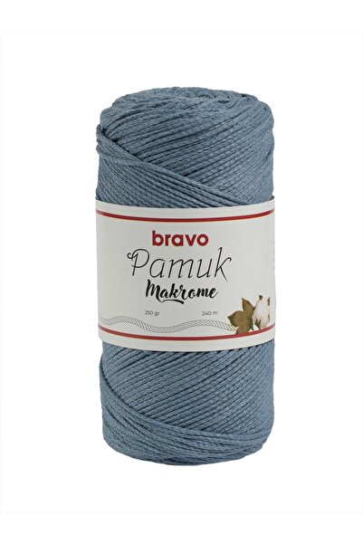 Bravo Pamuk Makrome İplik 250 Gr 240 Metre Koton(Renk Kodu: 204) Havacı Mavi