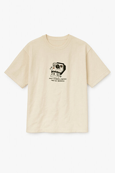 Altair Tr Oversize Beige Unisex Photo Printed T-Shirt