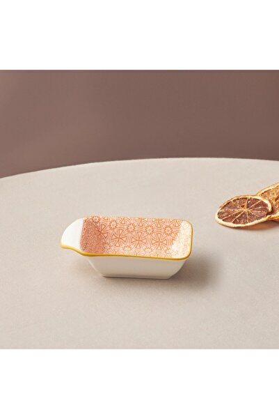 Karaca Floral Rectangle, Snack Bowl, 10cm, Orange