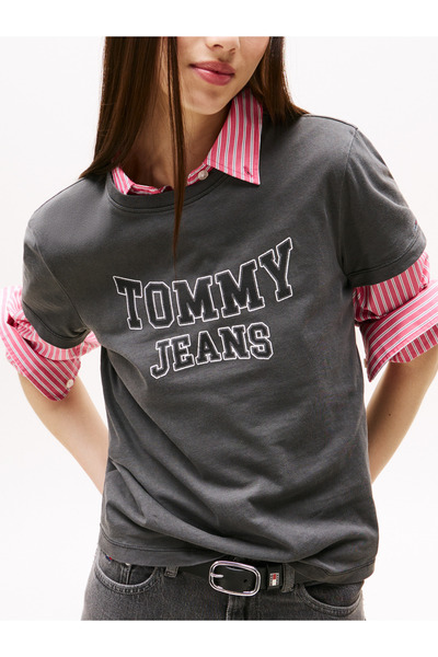 Tommy Hilfiger Tjw Reg Varsity Ext Anthracite Women's T-Shirt