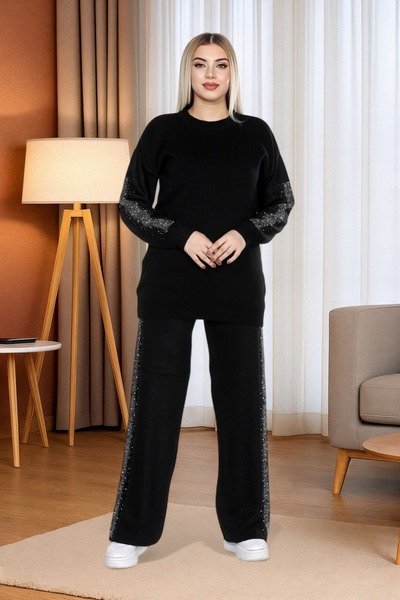 Sena Women's Knitwear Set with Side Stone Detail
