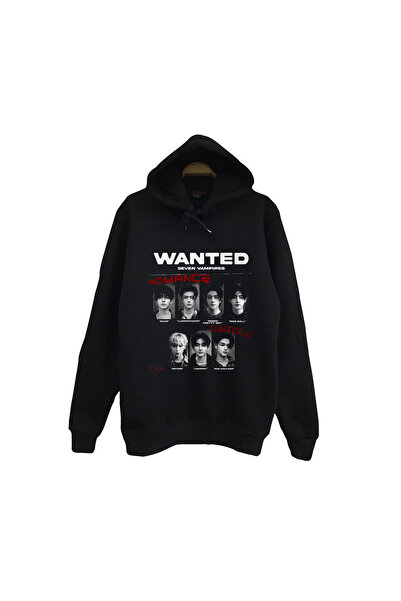 fame-stoned Enhypen – Μουσική ομάδα K-Pop με στάμπα Unisex 100% βαμβακερό μαύρο φούτερ με κουκούλα