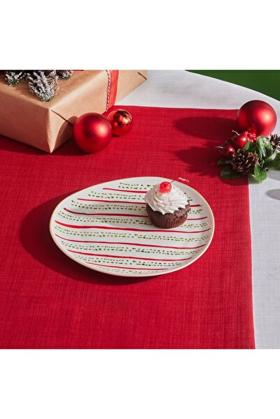 Karaca New Year Kokina Green Dot, New Generation Bone Dessert Plate, 20.5cm, Multi