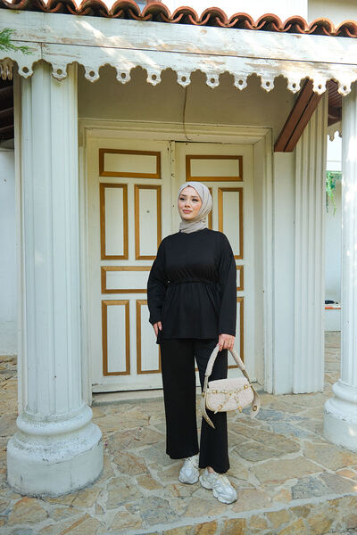 LOCCO Set dublu pentru femei cu detaliu de legare în talie, negru