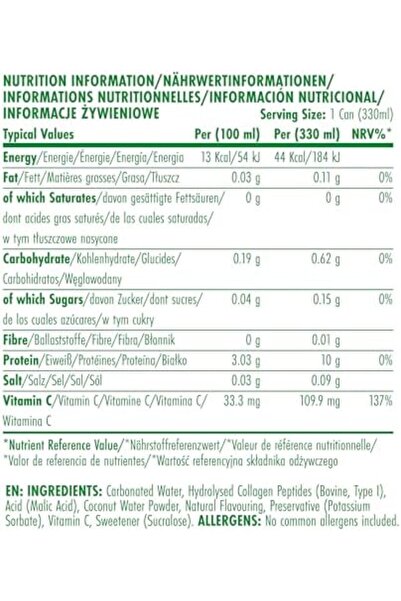 applied nutrition Sparkling Protein Water 10g Collagen Boost – Low-Calorie Hydration with Vitami C (Pack of 12)