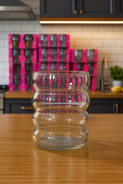 isra kristal Wavy Patterned Glass Cup – Soft Drink, Lemonade and Cold Beverage Cup