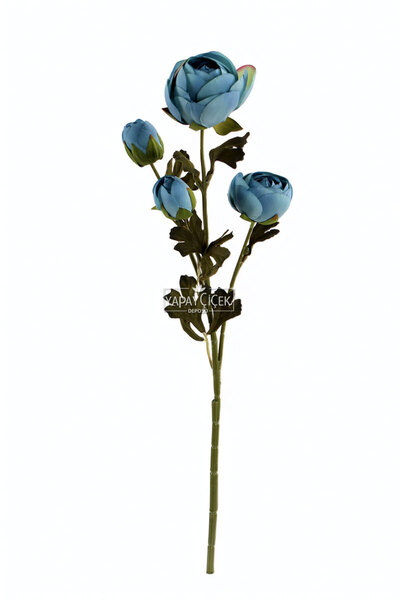 Yapay Çiçek Deposu Yapay Uzun Dal 4lü Gül 63 cm Mavi