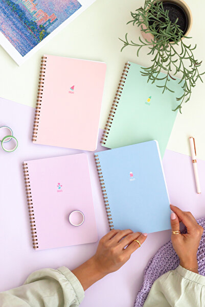 Matt Notebook A5 Spiralli Okul Defteri 80 yaprak 4'lü Set - Kareli