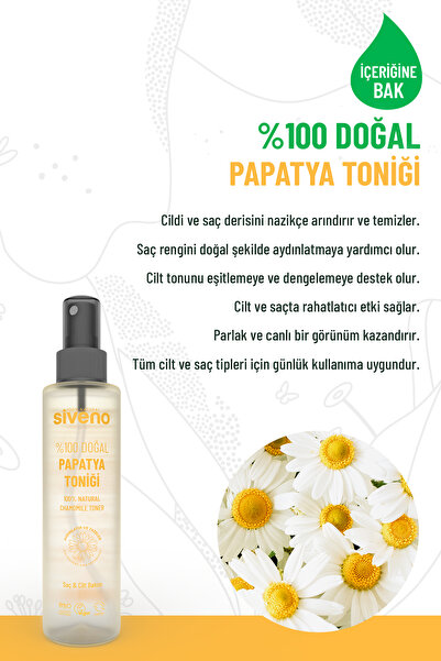 Siveno %100 Doğal Papatya Suyu Saç Aydınlatıcı Etkili Arındırıcı Rahatlatıcı Saç ve Cilt toniği 150 ml