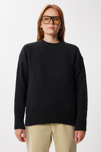 Happiness İstanbul Women's Anthracite Basic Wool Sweater Ki̇00168