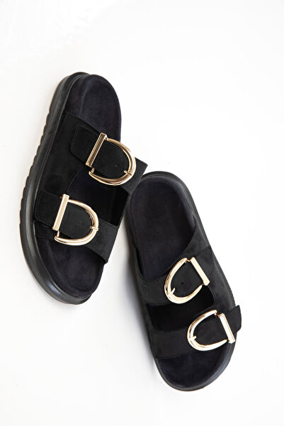 SOHO Μαύρες σουέντ γυναικείες παντόφλες 20698