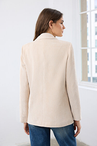 Trendyol Collection Stone Double-Breasted Closure Comfortable Fit Woven Velvet Blazer Jacket Twoaw26Bc00029