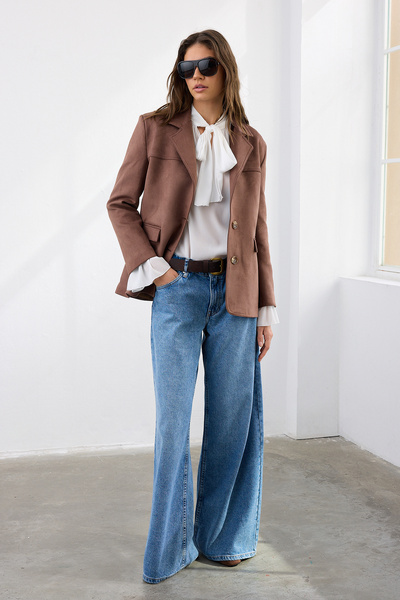 Trendyol Collection Hnědá pohodlná tkaná semišová bunda TWOAW26BC00001