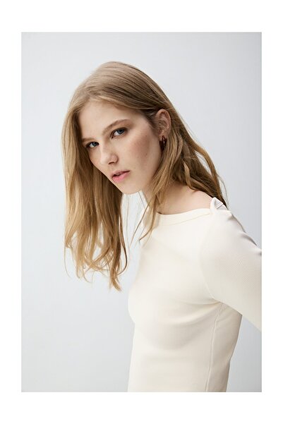 LEFTIES Γυναικείο μπλουζάκι με μακριά μανίκια με ραβδώσεις