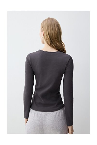 LEFTIES Γυναικείο μπλουζάκι με μακριά μανίκια με ραβδώσεις