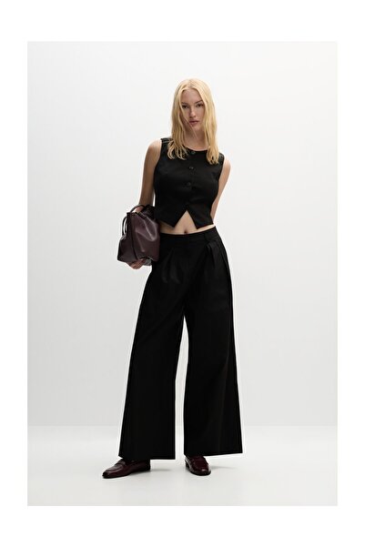 LEFTIES Dámské široké plisované kalhoty