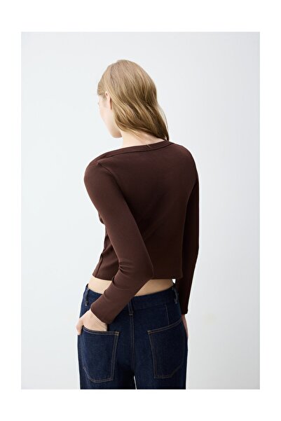 LEFTIES Γυναικείο μπλουζάκι με μακριά μανίκια με ραβδώσεις