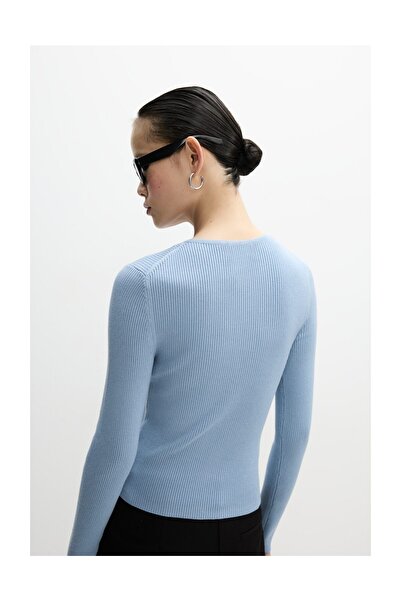 LEFTIES Cardigan cu gât rotund cu nervuri pentru femei