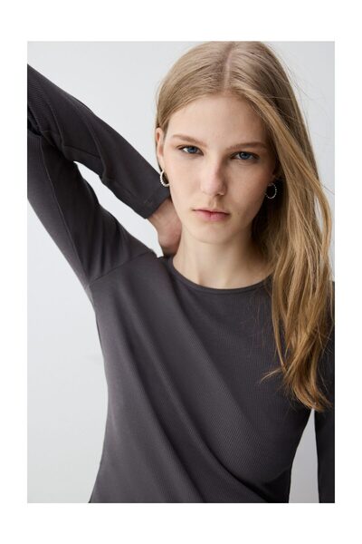 LEFTIES Γυναικείο μπλουζάκι με μακριά μανίκια με ραβδώσεις