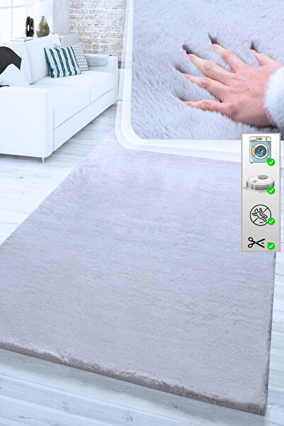 SANRUGS Home & Living Peluş Kaymaz Taban Makinede Yıkanılır Pofuduk Halı Antr...