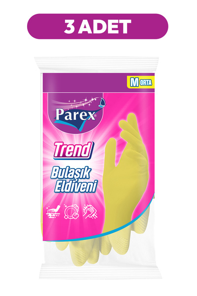 Parex Trend Bulaşık Eldiveni Orta Boy Üçlü Set