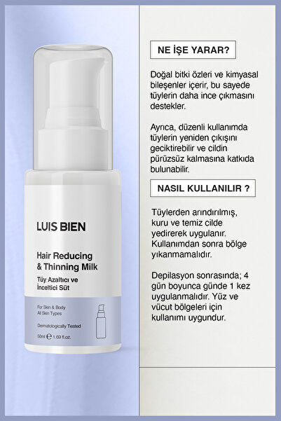 Luis Bien Epilasyon Sonrası Tüy Azaltıcı & Nemlendirici Süt | Pürüzsüz Cilt & Kalıcı Etki | 50ml