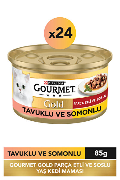 Gourmet Gold Somon Ve Tavuklu Konserve Yetişkin Kedi Maması 24 X 85 G