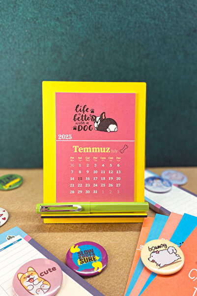 Varyant Can Dostum Masa Takvimi - 2026 Ahşap Kaide 12 Yaprak Renkli Ve Eğlenceli Aylık Takvim